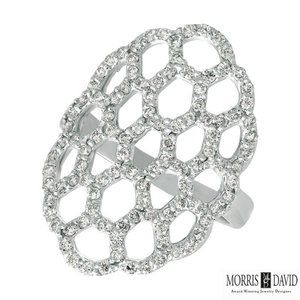 1.00 Carat Natural Diamond Honeycomb Ring Band G SI 14K White Gold